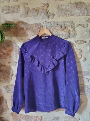 Blouse vintage violette à volants