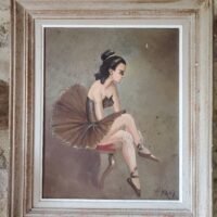 Tableau danseuse au repos signé R. Sarot