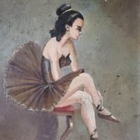 Tableau danseuse au repos signé R. Sarot