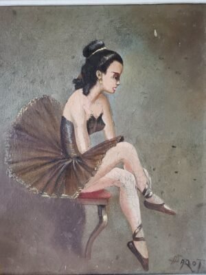 Tableau danseuse au repos signé R. Sarot