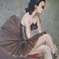 Tableau danseuse au repos signé R. Sarot