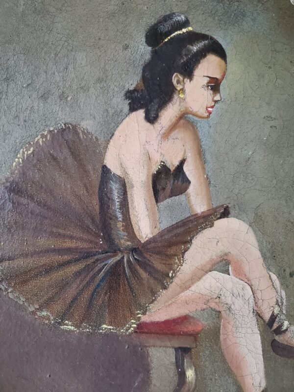 Tableau danseuse au repos signé R. Sarot
