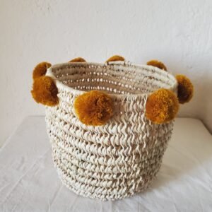 Panière de rangement pompons marrons
