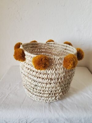 Panière de rangement pompons marrons