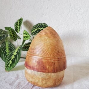 Gourde ancienne en mamelle de chameau + lot de 4 boîtes vintage – objets anciens XXᵉ siècle, décoration ethnique & cabinet de curiosités