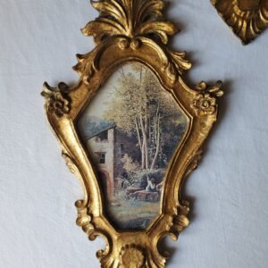 Ancienne paire de cadres florentins en bois doré