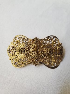 Barrette ancienne en filigrane doré