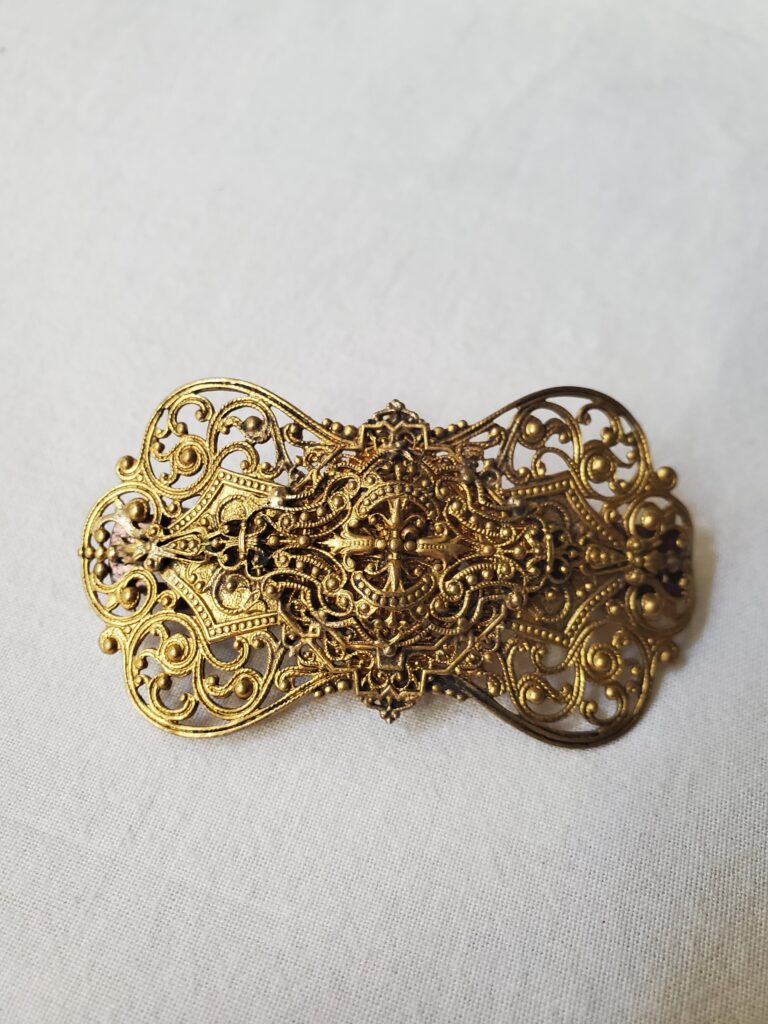 Barrette ancienne filigrane dore maison anouchka2 scaled