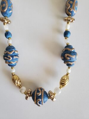 Collier vintage bleu et doré