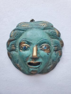 Masque mural de tragédie grecque en bronze